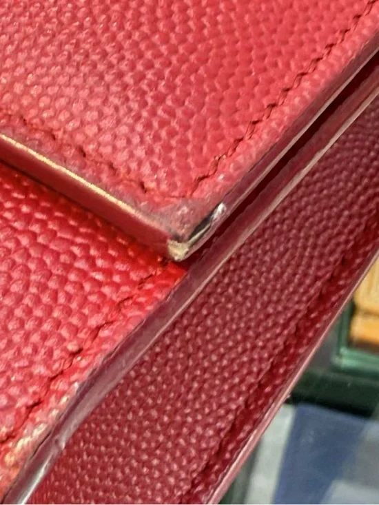 Saint Laurent Burgundy Shoulder Bag with Gold Chain - Picture 15 of 15